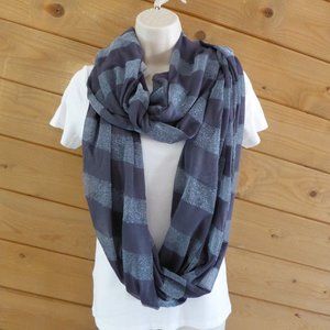 LOFT Ann Taylor Gray Metallic Stripe Infinity Wrap Scarf NEW NWT
